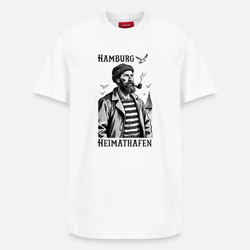 Hambourg Heimathafen Seemann - T-shirt unisexe décontracté en coton Supima – de SPREAD - blanc