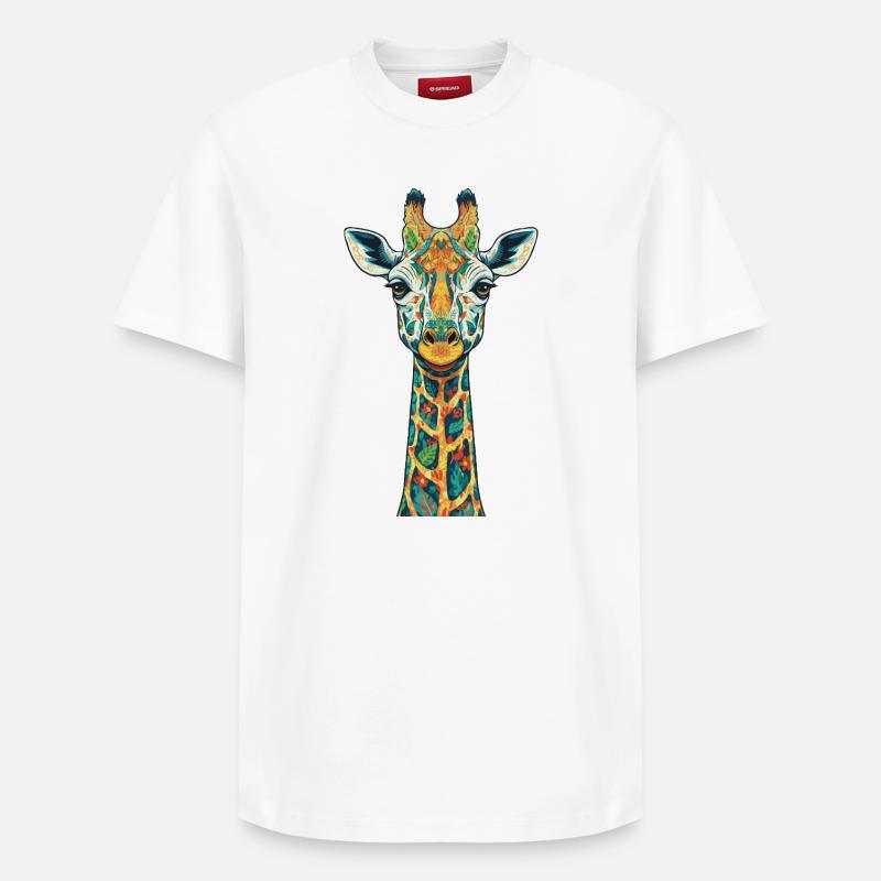 Bunte Giraffen-Kunstdrucke - Relaxed Unisex Supima Cotton T-Shirt – von SPREAD - Weiß