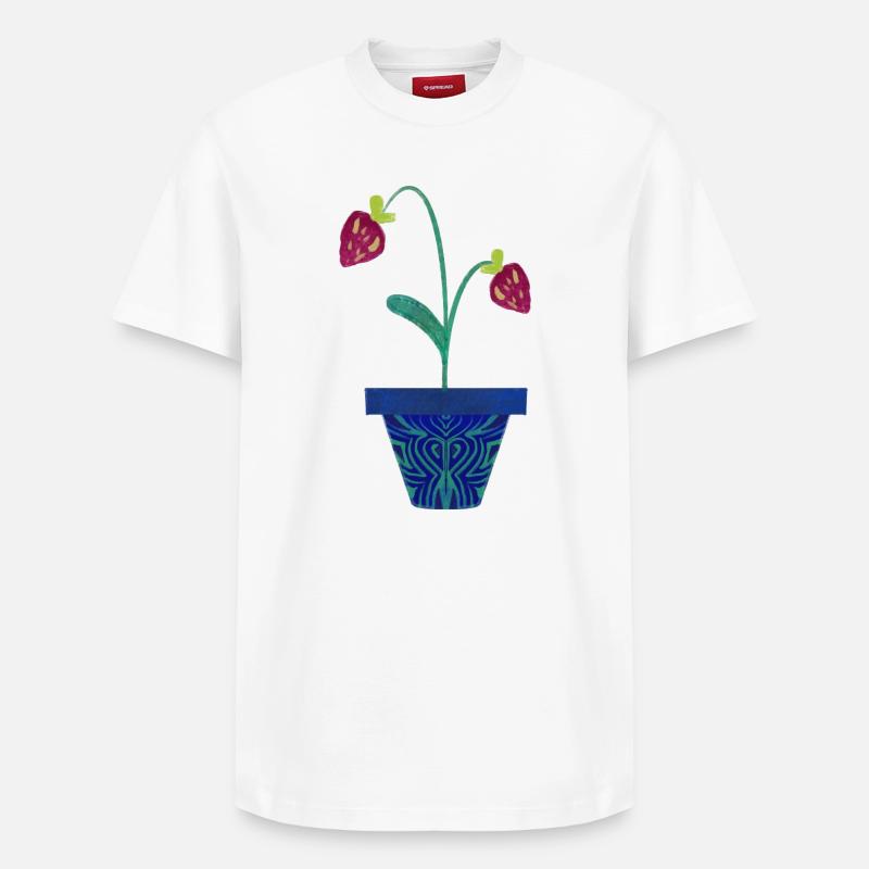 Erdbeere im Topf - Relaxed Unisex Supima Cotton T-Shirt – von SPREAD - Weiß