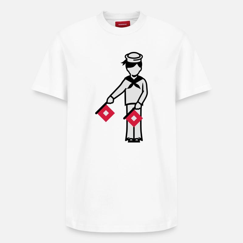 Matrose A 1 Eins Winkeralphabet - Relaxed Unisex Supima Cotton T-Shirt – von SPREAD - Weiß