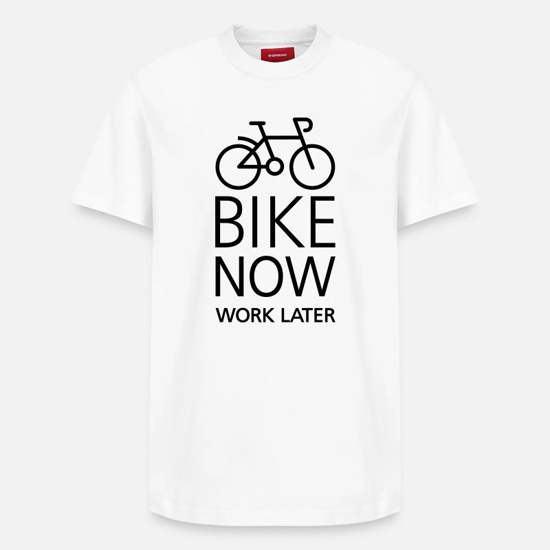 Bike now work later - T-shirt unisexe décontracté en coton Supima – de SPREAD - blanc
