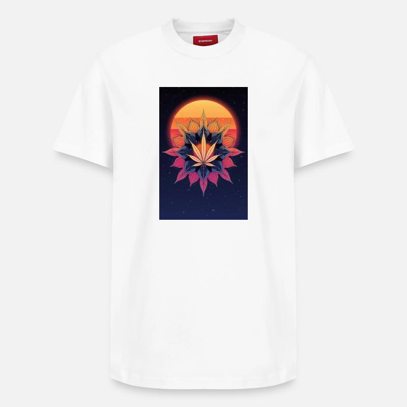 Feuille de cannabis Sun Mandala - T-shirt unisexe décontracté en coton Supima – de SPREAD - blanc