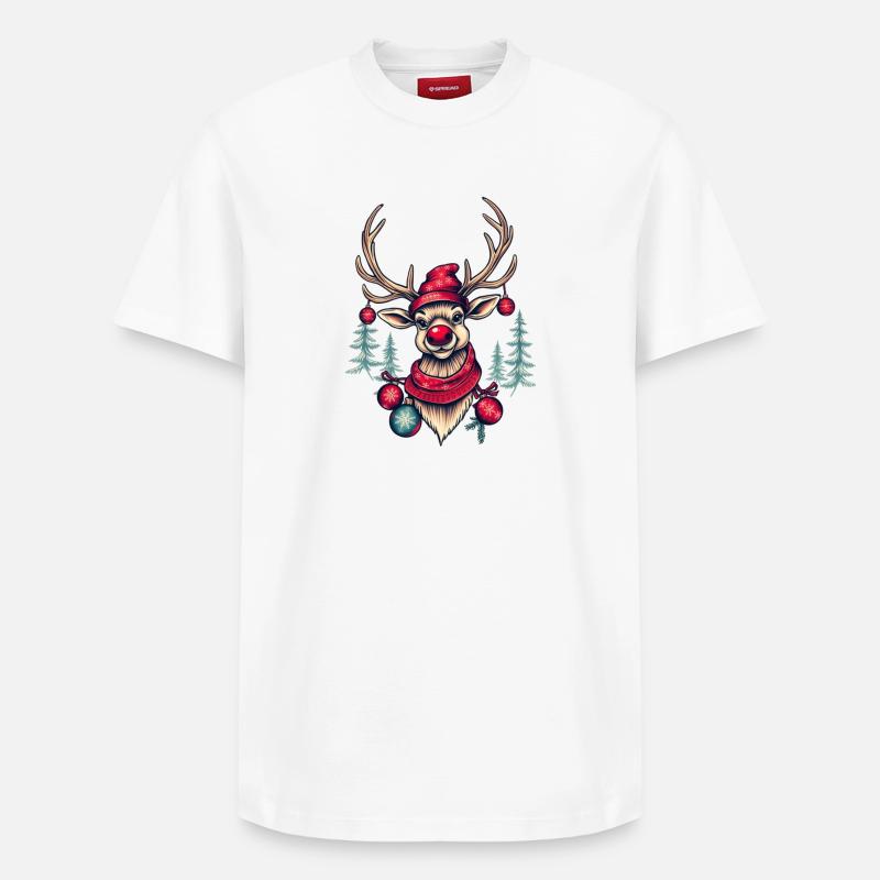 Renne avec splendeur de Noël - T-shirt unisexe décontracté en coton Supima – de SPREAD - blanc