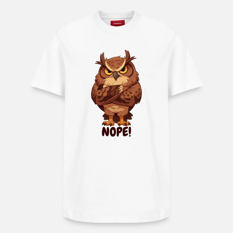 Nope! Grimmige Eule mit Attitüde - Relaxed Unisex Supima Cotton T-Shirt – von SPREAD - Weiß