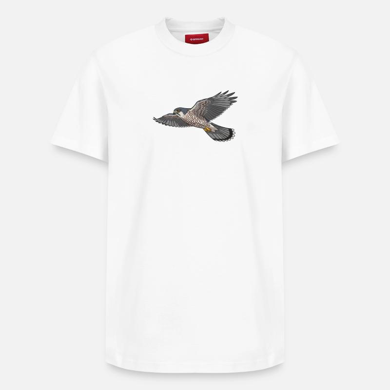 Épervier d'Europe, oiseau de proie - T-shirt unisexe décontracté en coton Supima – de SPREAD - blanc