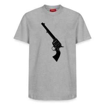 Colt Army Revolver Colt 45 - Relaxed Unisex Supima Cotton T-Shirt – von SPREAD - Weiß - Vorne - AI Model Female 172 dark (172cm) & AI Model Male 185 dark (185cm)