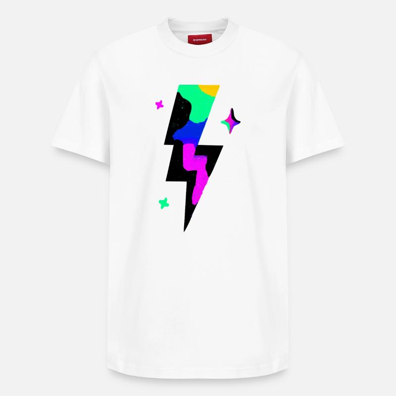 Neon-Blitzausbruch - Relaxed Unisex Supima Cotton T-Shirt – von SPREAD - Weiß