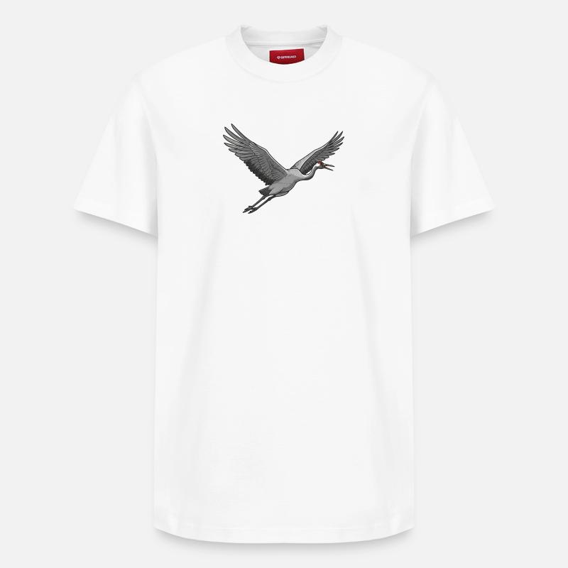 Kranich - Relaxed Unisex Supima Cotton T-Shirt – von SPREAD - Weiß