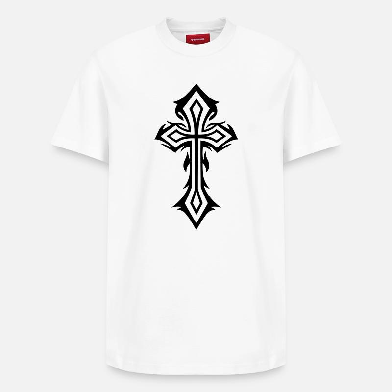 Croix, gothique, crucifix - T-shirt unisexe décontracté en coton Supima – de SPREAD - blanc