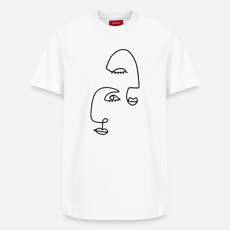 Dessins au trait abstraits - T-shirt unisexe décontracté en coton Supima – de SPREAD - blanc