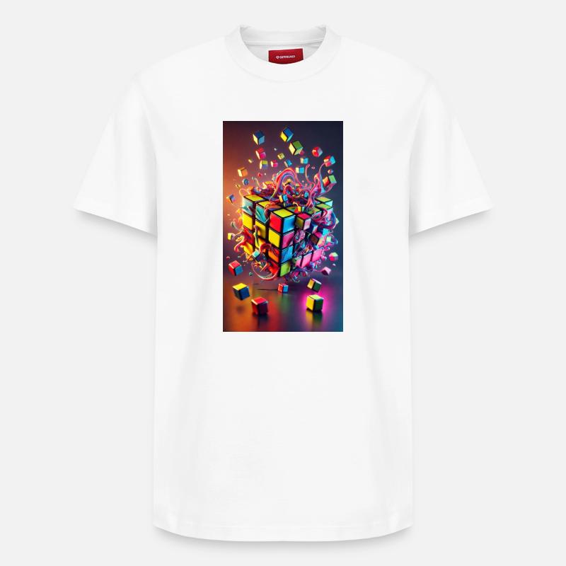 Cube d’explosion de couleur - T-shirt unisexe décontracté en coton Supima – de SPREAD - blanc