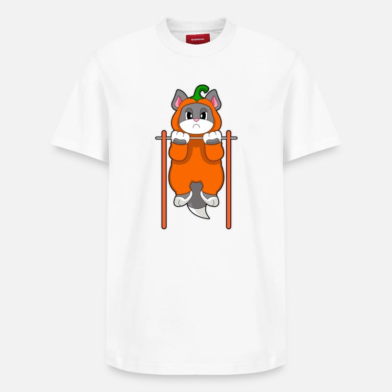 Chat Halloween Musculation - T-shirt unisexe décontracté en coton Supima – de SPREAD - blanc