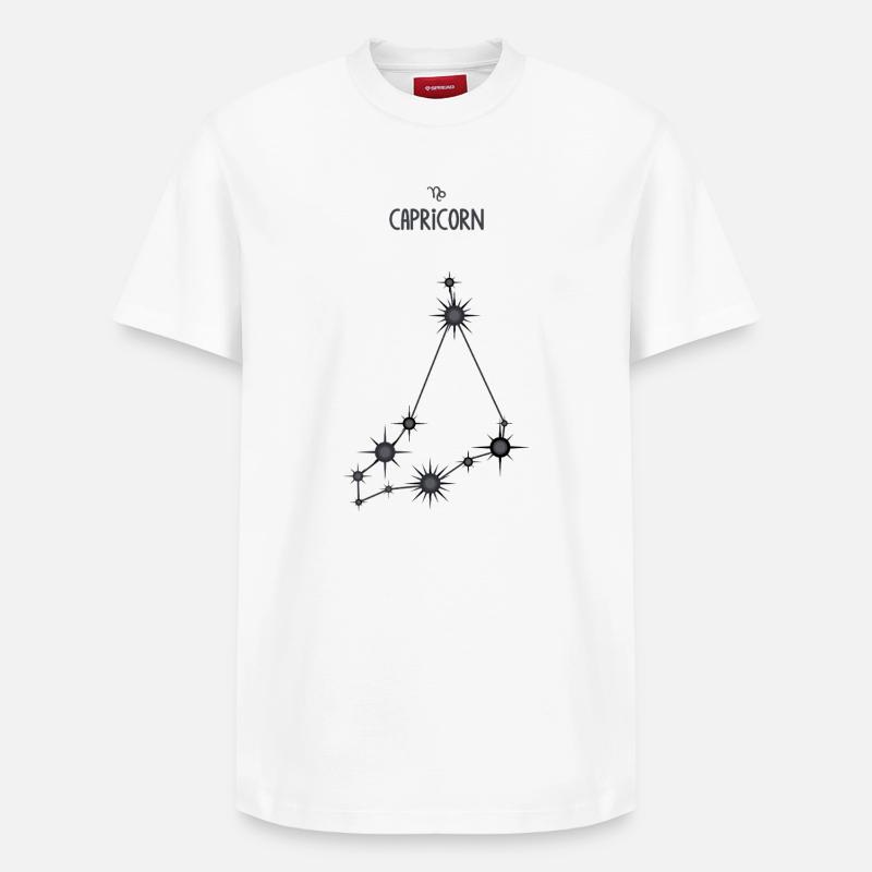 Steinbock Sternzeichen Sternbild Schwarz & Grau - Relaxed Unisex Supima Cotton T-Shirt – von SPREAD - Weiß