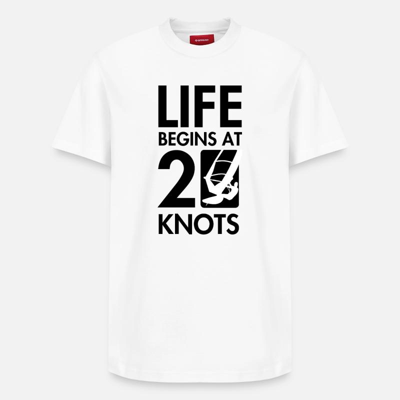 Windsurfen, das Leben beginnt bei 20knt - Relaxed Unisex Supima Cotton T-Shirt – von SPREAD - Weiß