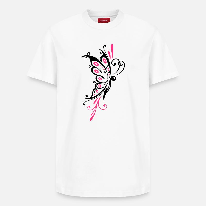 Papillon filigrané, ailes, tatouage tribal - T-shirt unisexe décontracté en coton Supima – de SPREAD - blanc