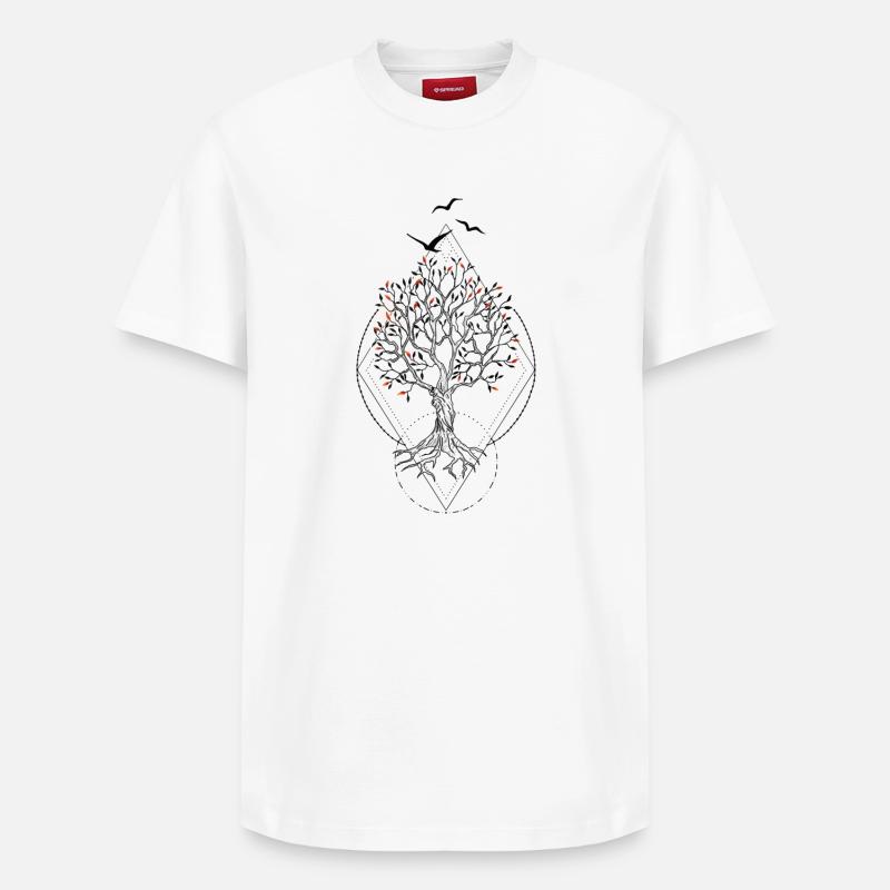 Coucher de soleil feuillu - T-shirt unisexe décontracté en coton Supima – de SPREAD - blanc