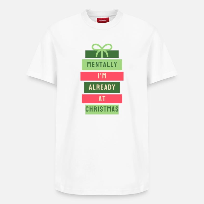 Mentalement à Noël - T-shirt unisexe décontracté en coton Supima – de SPREAD - blanc