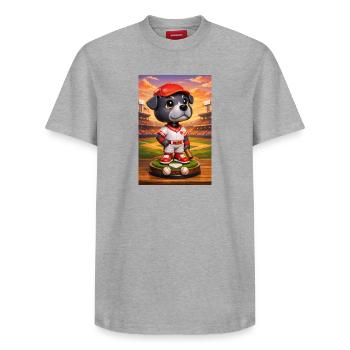 Blueball - T-shirt unisexe décontracté en coton Supima – de SPREAD - blanc - Devant - AI Model Female 172 dark (172cm) & AI Model Male 185 dark (185cm)