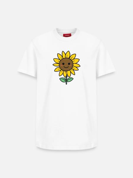 Cheerful Sunflower Cartoon - Relaxed Unisex Supima Cotton T-Shirt – by SPREAD - white