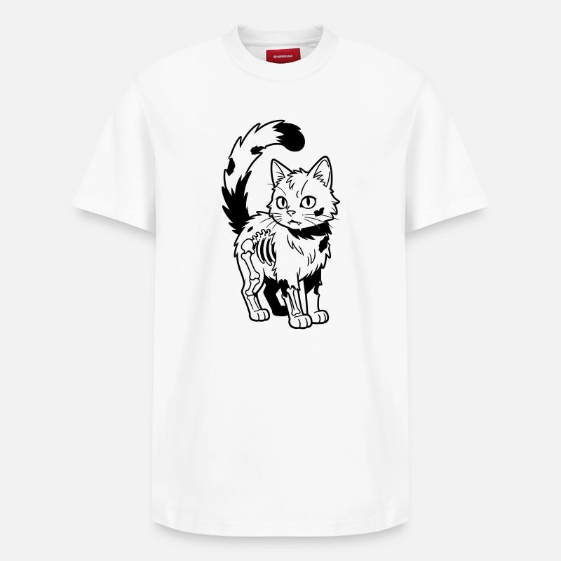 Chat Zombie - T-shirt unisexe décontracté en coton Supima – de SPREAD - blanc