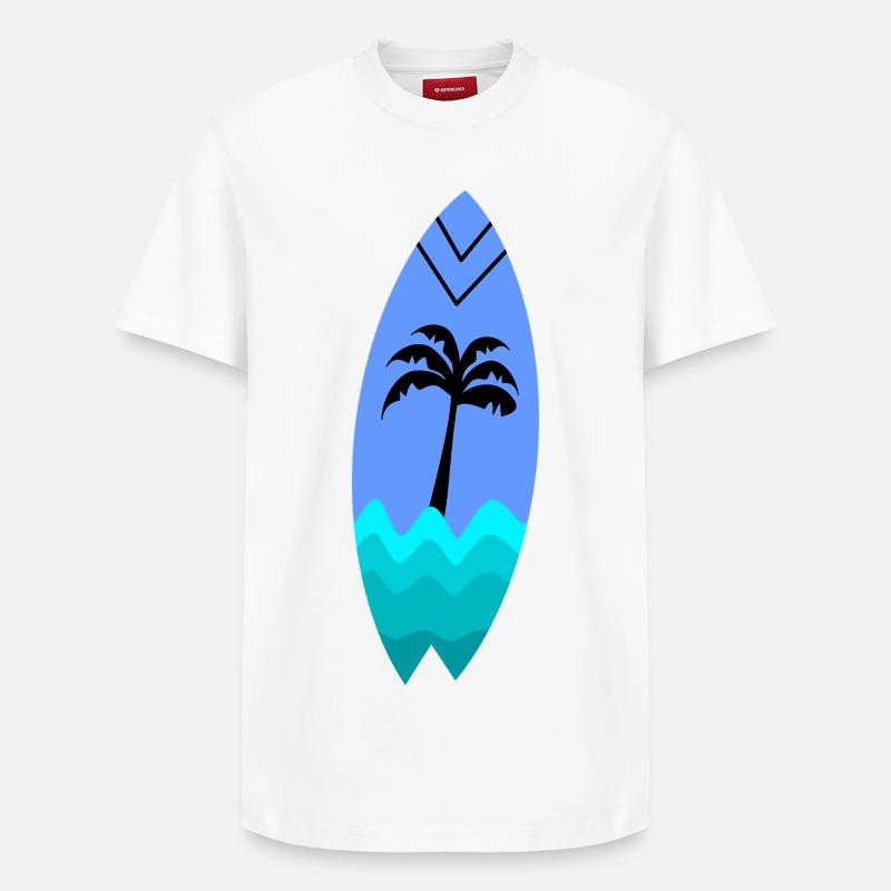 Planche Palmier Turquoise - T-shirt unisexe décontracté en coton Supima – de SPREAD - blanc