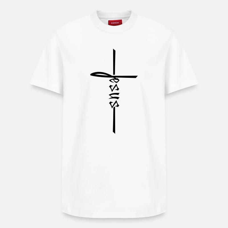 Croix catholique Jésus-Christ évangélique - T-shirt unisexe décontracté en coton Supima – de SPREAD - blanc