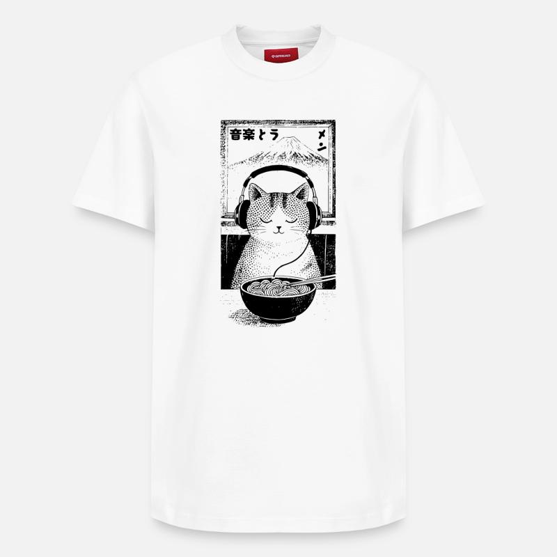 Ramen Fuji Chaton - T-shirt unisexe décontracté en coton Supima – de SPREAD - blanc