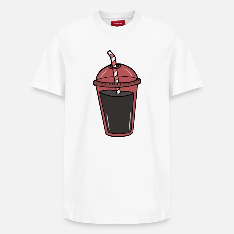 Tasse de soda avec paille - T-shirt unisexe décontracté en coton Supima – de SPREAD - blanc
