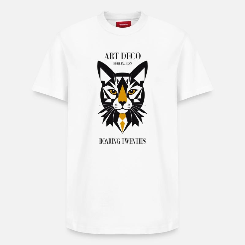 Chat Art Déco - T-shirt unisexe décontracté en coton Supima – de SPREAD - blanc