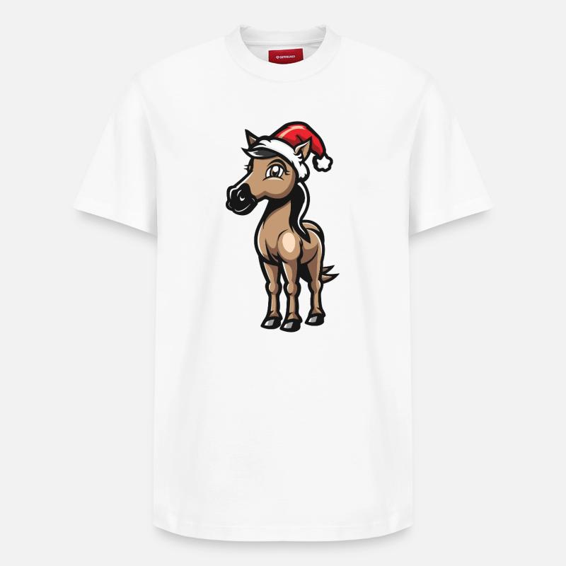 Cheval Noël - T-shirt unisexe décontracté en coton Supima – de SPREAD - blanc