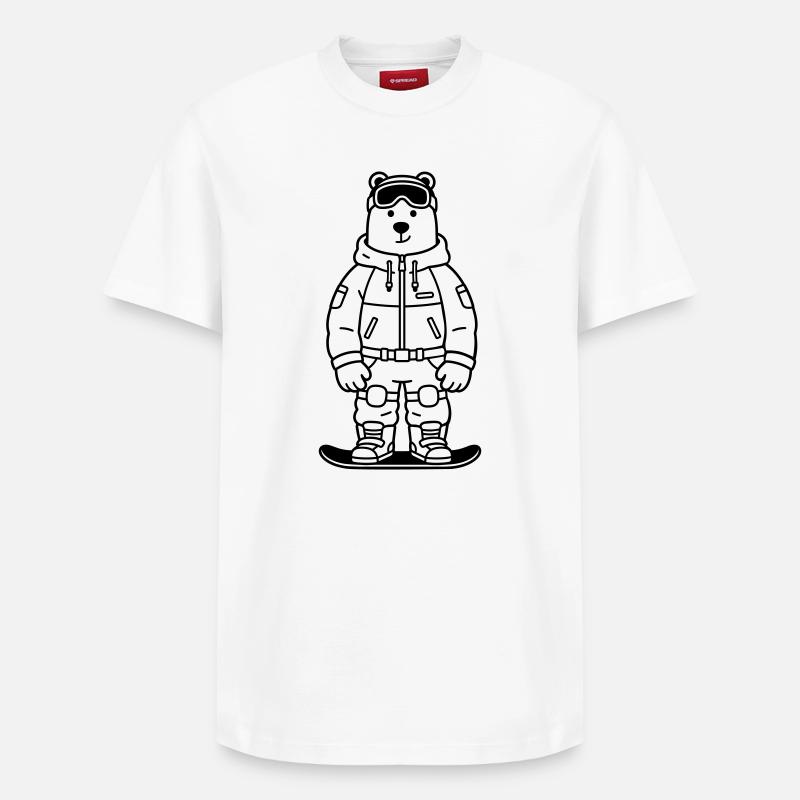Bear Snowboarder - Relaxed Unisex Supima Cotton T-Shirt – by SPREAD - white