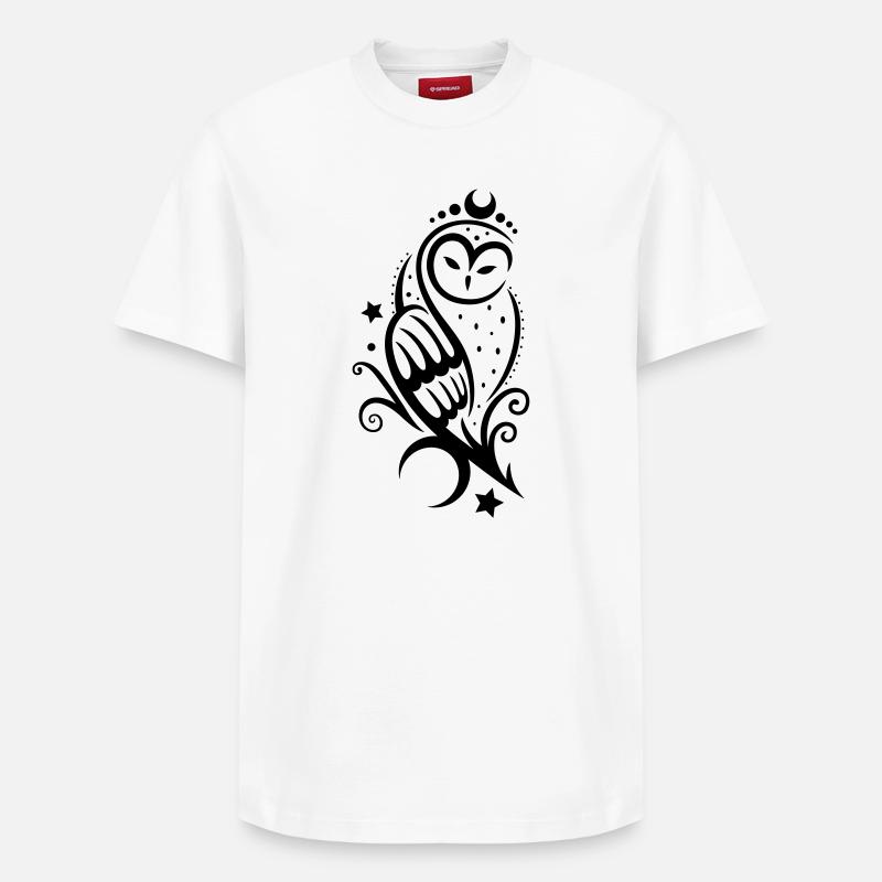 Eule Schneeeule Tattoo - Relaxed Unisex Supima Cotton T-Shirt – von SPREAD - Weiß