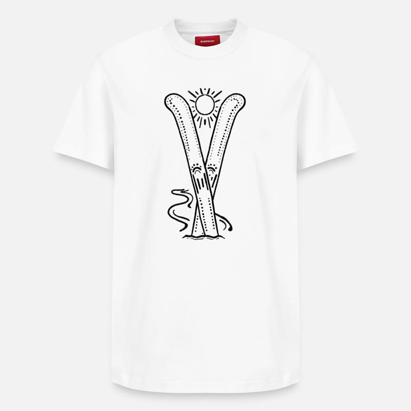 Skis avec soleil - T-shirt unisexe décontracté en coton Supima – de SPREAD - blanc