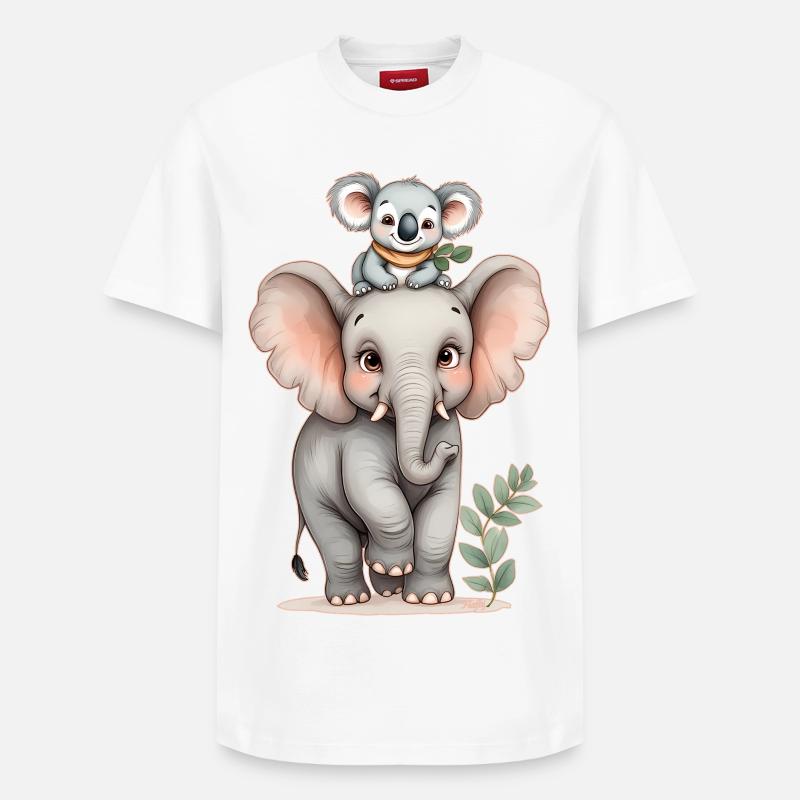 Wilde Freundschaft: Elefant und Koala 🐘 🐨 - Relaxed Unisex Supima Cotton T-Shirt – von SPREAD - Weiß