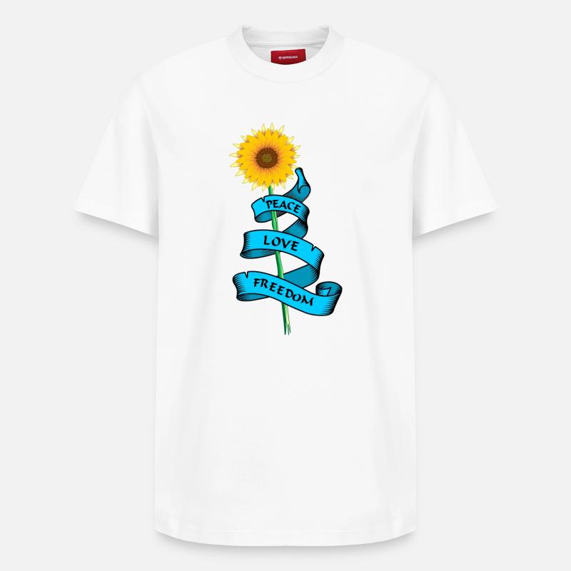 SunflowerPeace aime la liberté - T-shirt unisexe décontracté en coton Supima – de SPREAD - blanc