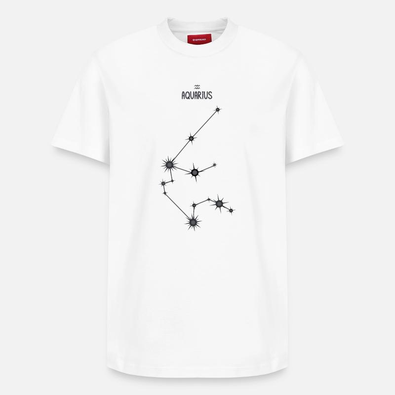 Wassermann Sternzeichen Sternbild Schwarz & Grau - Relaxed Unisex Supima Cotton T-Shirt – von SPREAD - Weiß