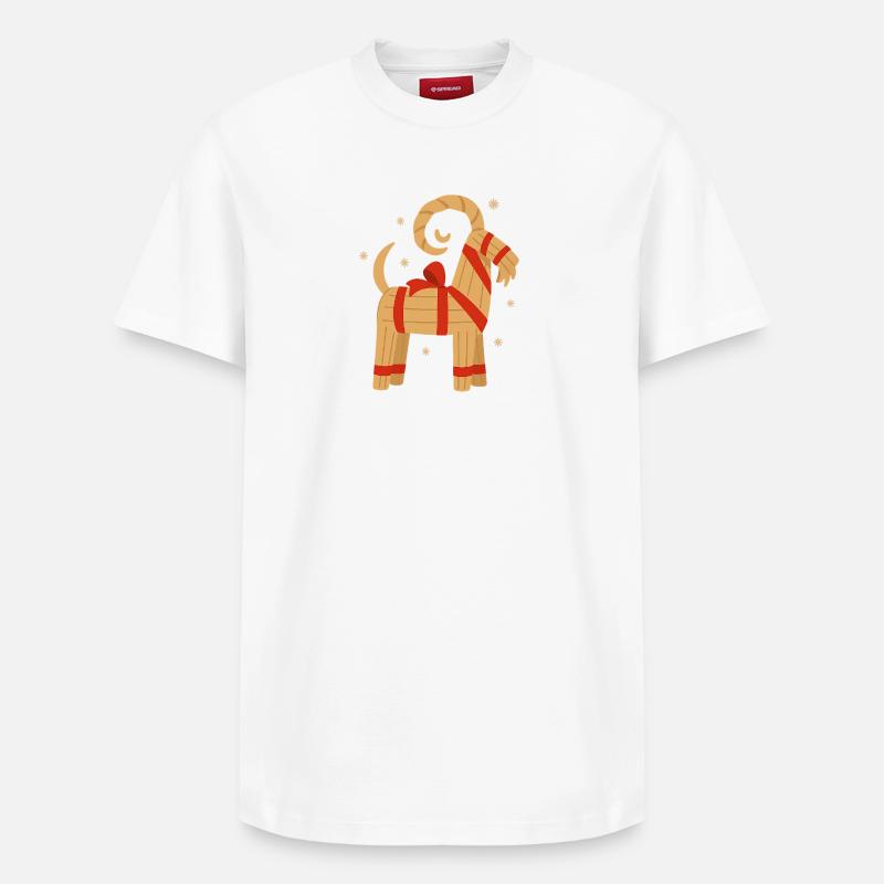 Julbock – Chèvre de Noël suédoise - T-shirt unisexe décontracté en coton Supima – de SPREAD - blanc
