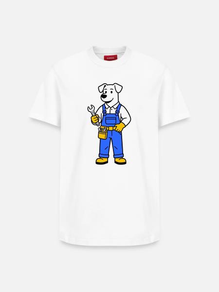 dog plumber - Relaxed Unisex Supima Cotton T-Shirt – by SPREAD - white