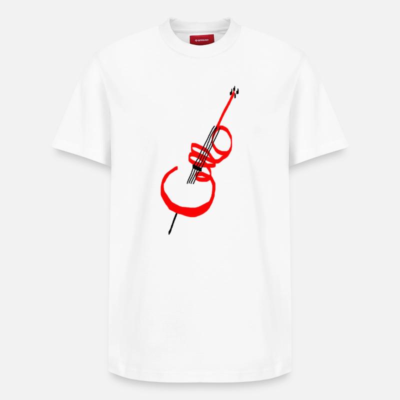 Lettrage violoncelle rouge - T-shirt unisexe décontracté en coton Supima – de SPREAD - blanc