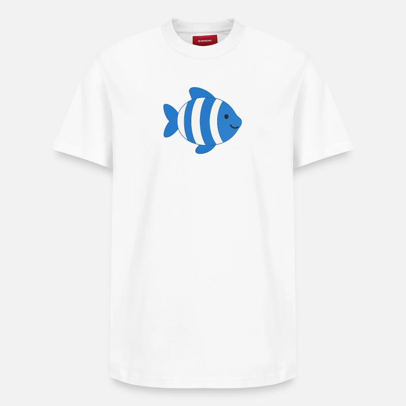 Fisch gestreift - Relaxed Unisex Supima Cotton T-Shirt – von SPREAD - Weiß