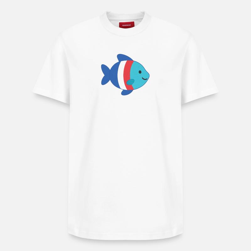 Poisson rayé - T-shirt unisexe décontracté en coton Supima – de SPREAD - blanc