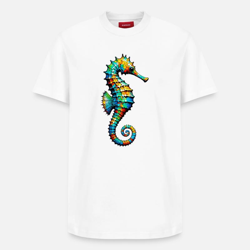 Seepferdchen - Relaxed Unisex Supima Cotton T-Shirt – von SPREAD - Weiß