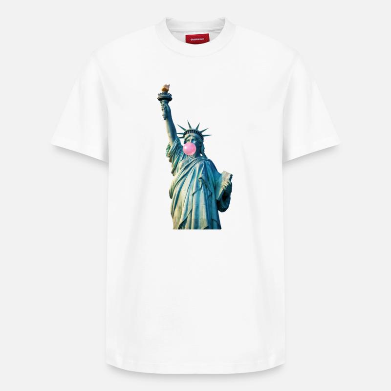 Freiheitsstatue Kaut Bubblegum - Relaxed Unisex Supima Cotton T-Shirt – von SPREAD - Weiß