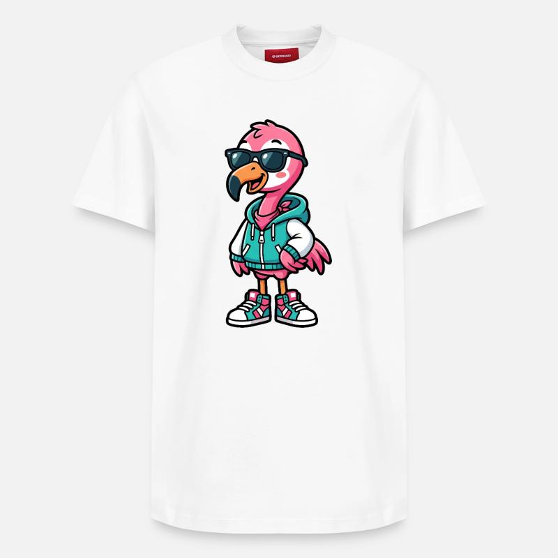 Flamant rose cool - T-shirt unisexe décontracté en coton Supima – de SPREAD - blanc