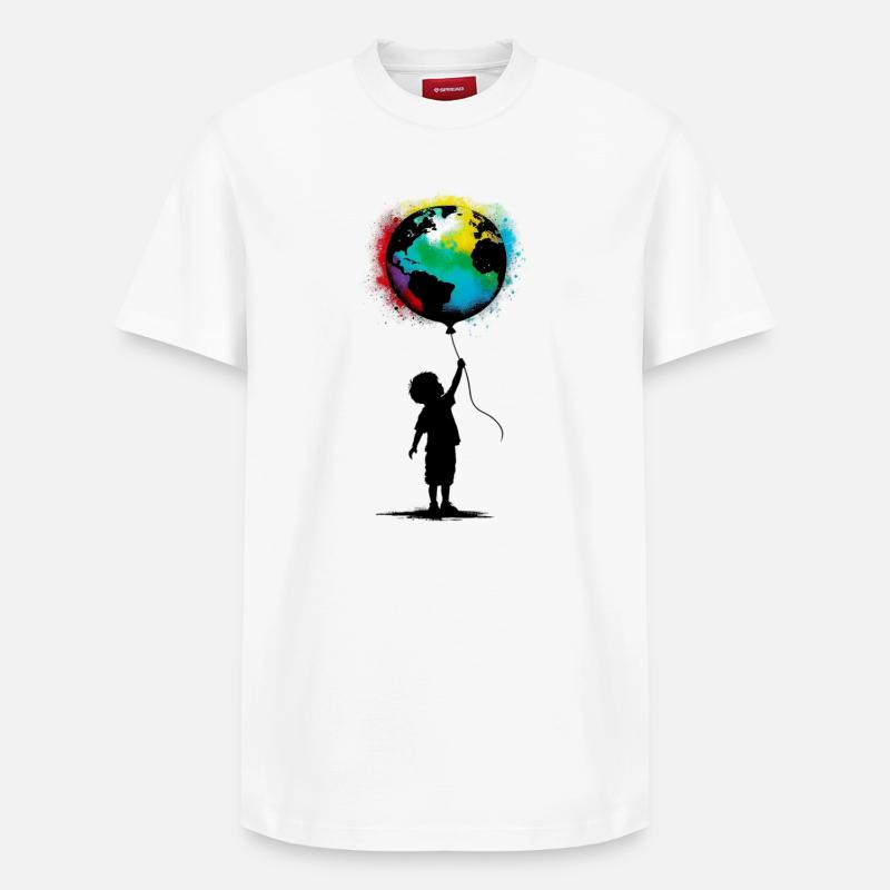 Planète Terre - T-shirt unisexe décontracté en coton Supima – de SPREAD - blanc