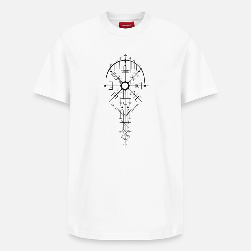 Nordisch Runenamulett Design - Relaxed Unisex Supima Cotton T-Shirt – von SPREAD - Weiß
