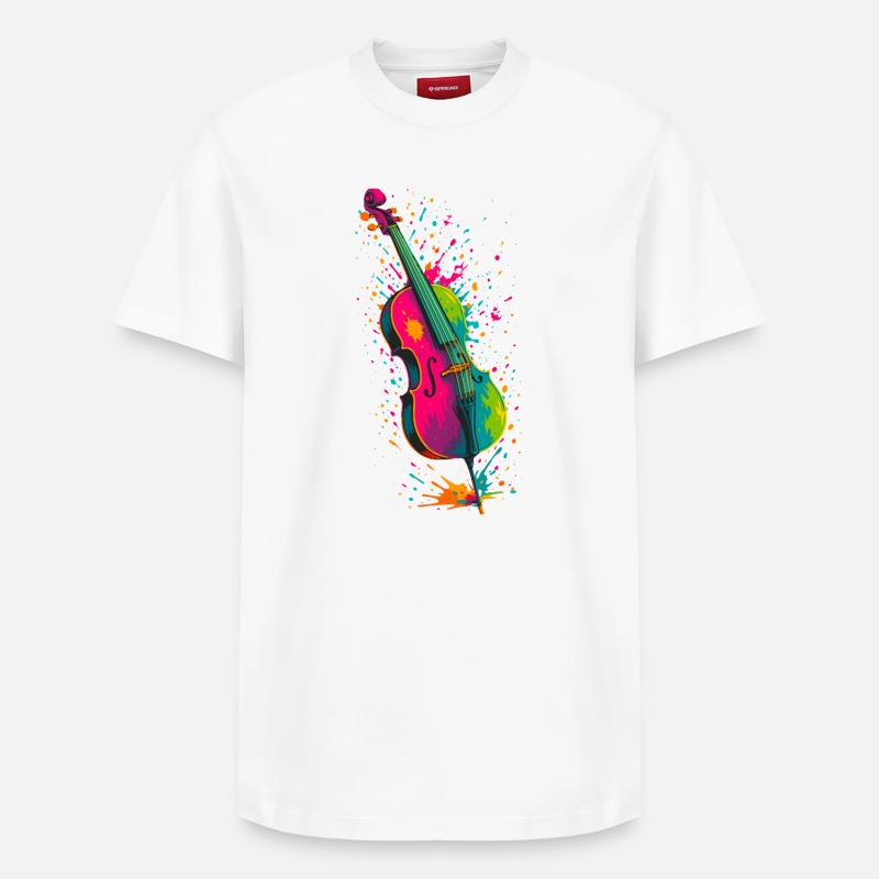 Violoncelle Splash - T-shirt unisexe décontracté en coton Supima – de SPREAD - blanc