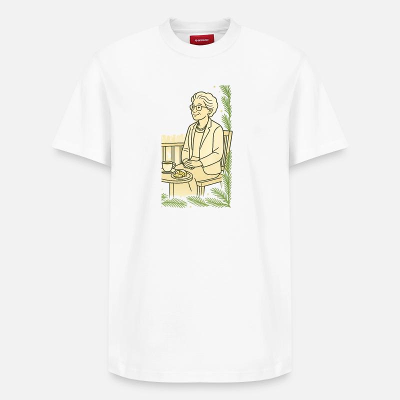 Großmutter Cafézeit am Tisch - Relaxed Unisex Supima Cotton T-Shirt – von SPREAD - Weiß
