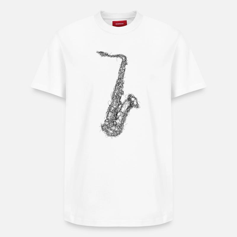 Saxophone Gribouillage - T-shirt unisexe décontracté en coton Supima – de SPREAD - blanc