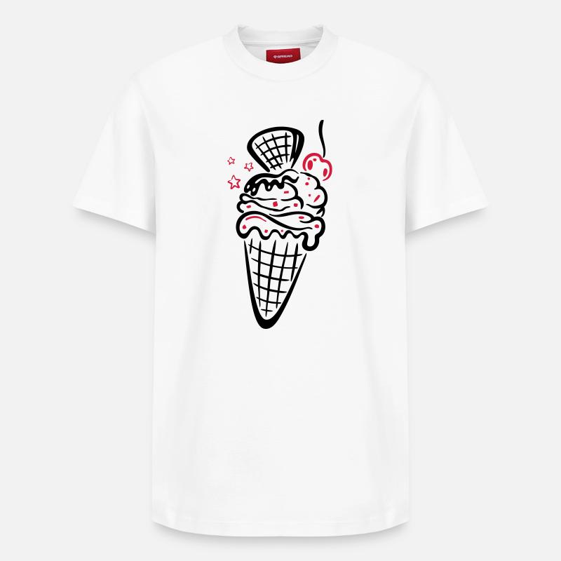Eis, Eiswaffel mit Kirsche - Relaxed Unisex Supima Cotton T-Shirt – von SPREAD - Weiß